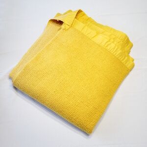 Vintage Waffle Weave Satin Trim Acrylic Throw Blanket Yellow APPROX. 69x80"